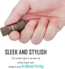 Olight mini flashlight held in hand, sleek, pinky finger size, lightweight 0.48oz/13.5g.