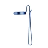 Blue metal clamp with a flat rectangular grip and a long U-shaped stand.