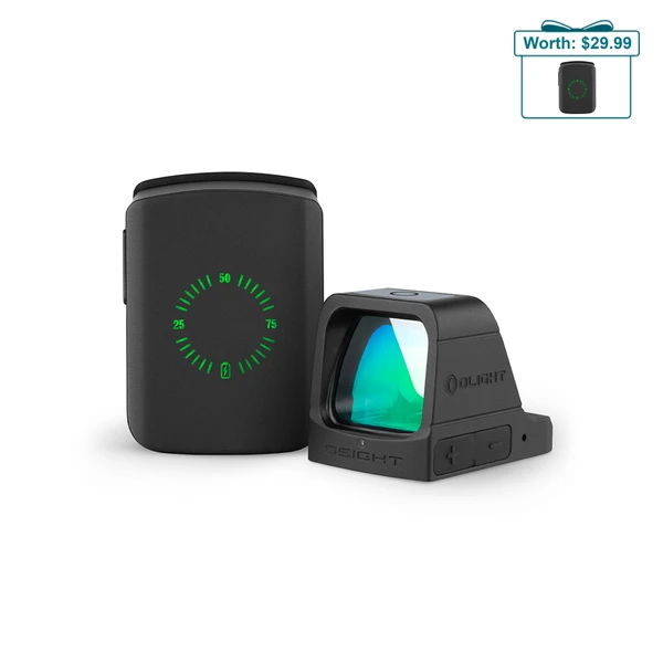 Black Olight Osight Red Dot Sight with Charging Cover and Battery Indicator for Tactical Shooting and Hunting