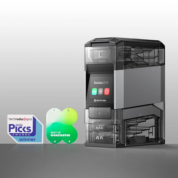 Olight gray Ostation 2 battery organizer storing AAA and AA batteries for charging and storage