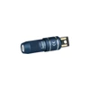 Dark blue iMini 2 keychain flashlight, compact and portable, showing the charging port and textured grip.