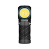 Olight Perun 2 Mini right angle LED flashlight with textured black grip and white-yellow light emitter