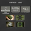 Flashlight features: O-aluminum material, 2500 lumens, 320 meters beam, 55 days battery, aggressive bezel, enlarged side button, textured tail button, micro-perforated indicators