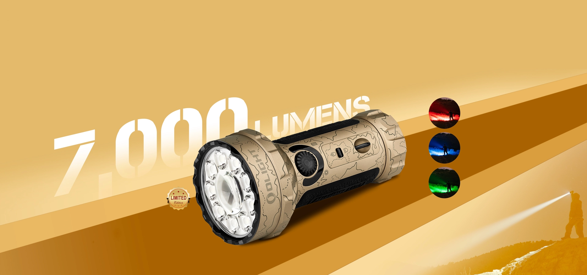 オーライト　olight Marauder Mini デザートテレイン OLIGHT Marauder Mini 7,000 Lumens Bright Flashlight with 600