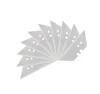 Multiple sharp silver utility knife replacement blades fanned out
