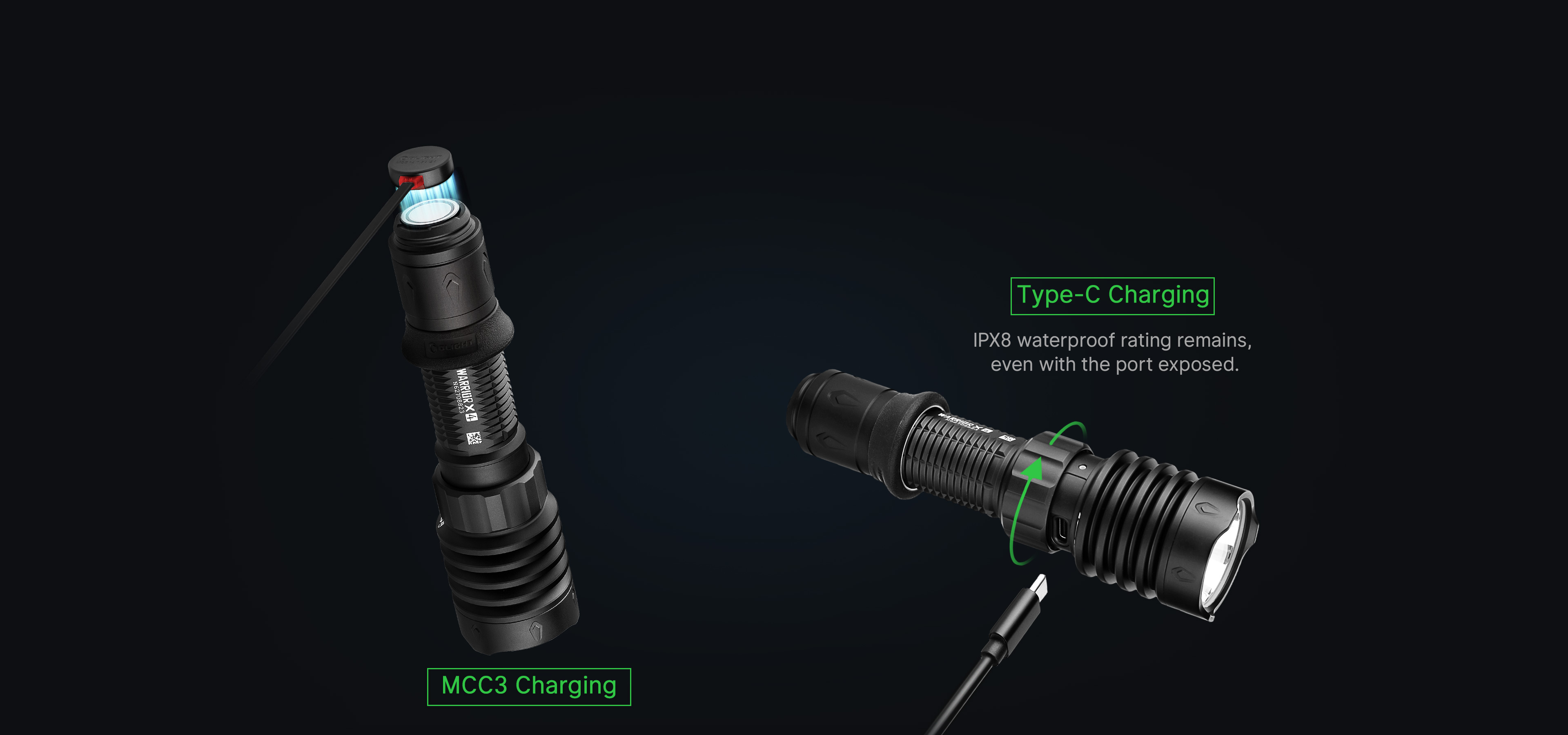 Warrior X 4 USB-C and MCC Rechargeable Tactical Flashlight With