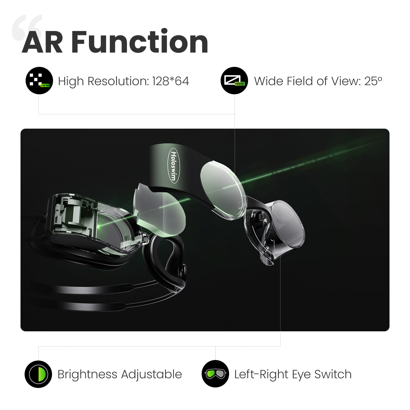 Holoswim 2 Pro AR Smart HUD Swim Goggles Real Time AI Tracking