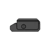 Black power button, on-off switch with zero icon on gray electronic device.