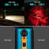 Olight Marauder Mini 2 blue and orange multi-functional flashlight side view with white side light and red light for various illumination needs
