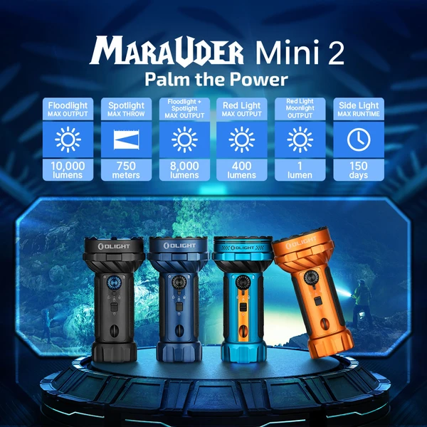 Marauder Mini 2 LED Flashlight 10000 Lumens Compact Searchlight