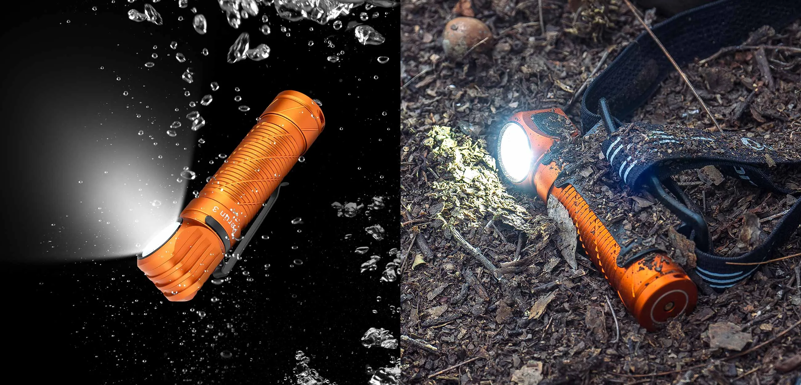1741 OLIGHT Perun 3 LED ヘッドライト オレンジ Perun 3 Headlamp 3000lm Dual Light Rechargeable Flashlight - Olight