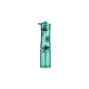 Olight i3E EOS green keychain flashlight with palm tree design isolated on a white background.