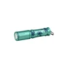 Olight i3E EOS green keychain flashlight with palm tree design isolated on a white background