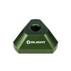 Dark green triangular Olight flashlight charging base with a central circular charging port