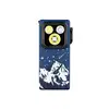 Olight Dark Blue Oclip Ultra Front View, Mountain and Star Design, Three LED Lights for Outdoor Illumination