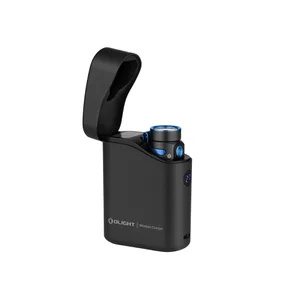Olight Black Baton 4 Premium Edition Wireless Charger and Flashlight Open Side View for EDC and Emergency Use