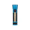 Olight Blue Seeker 4 Pro Flashlight Front View with Textured Grip and Stripes for Outdoor Illumination
