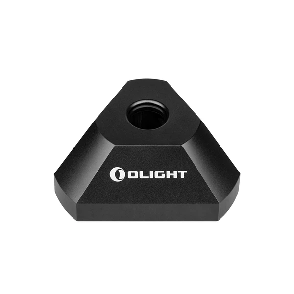 Black triangular light stand with Olight logo for hands-free illumination