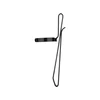 Black minimalist bent metal clip on white background.