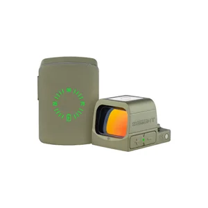 Olight Osight olive green red dot sight with charging cover showing battery percentage display on white background