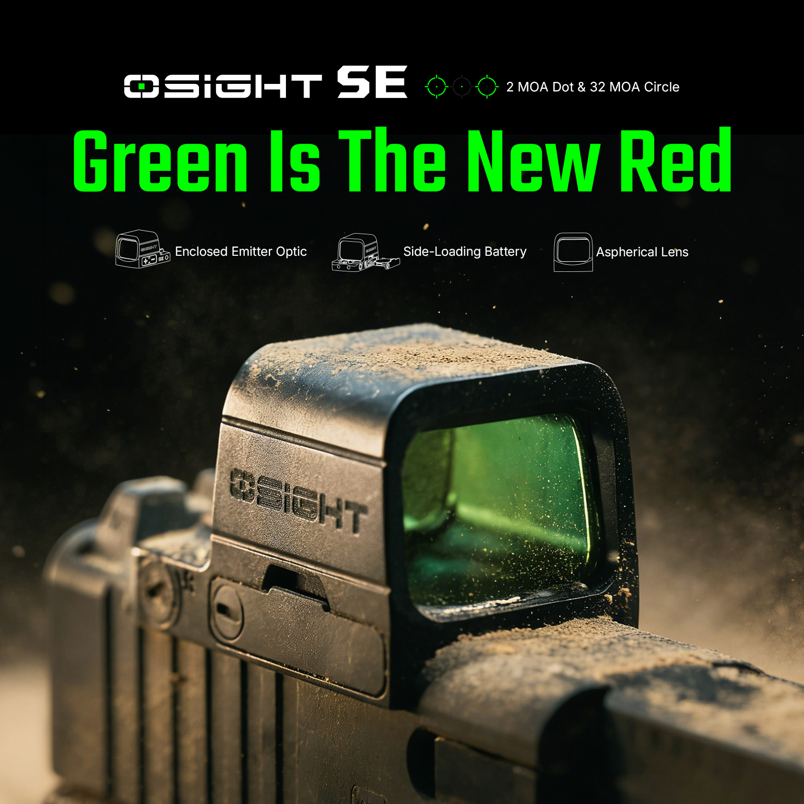 Osight SE Enclosed Red Dot Sight RMSc Footprint Side Loading