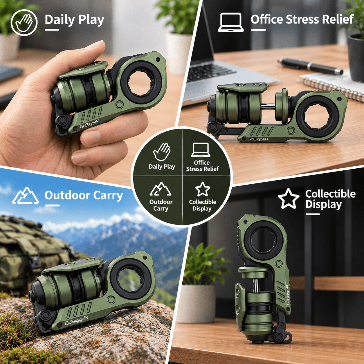 GoBiggeR Sinian Lite Green EDC Fidget Spinner Ratchet Toy - Olight