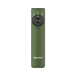 Olight OD Green Arkfeld Pro Flat EDC Flashlight Front View with Laser UV and LED Selector Switch for Daily Carry