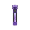 Olight Purple Seeker 4 Pro flashlight with circuit pattern, textured grip, rotary switch for powerful outdoor illumination.
