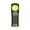 Olight OD Green PERUN 2 MINI Right Angle Flashlight Front View with Cool White LED and Knurled Grip for Hands-Free Lighting