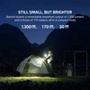 Olight Baton 4 compact flashlight, 1300 lumens, lighting a tent at night for camping and outdoor activities
