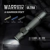 Olight Warrior Ultra tactical flashlight in olive green, navy blue, and stealth grey, 2500 max lumens, 320 max meters.