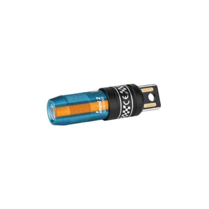 Blue and orange iMini 2 flashlight, USB rechargeable.