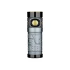 Olight Silver Baton 4 Premium Flashlight, front view, with riveted body texture and gold button for EDC