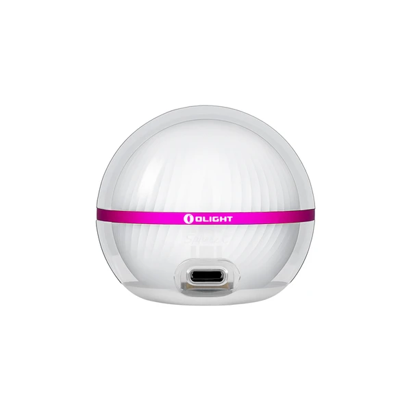 Olight White Sphere C Orb Light with Pink Trim and USB-C Charging Port for Portable Night Light Use