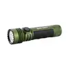 Olight Seeker 4 Pro green flashlight with textured grip and rotating switch on white background