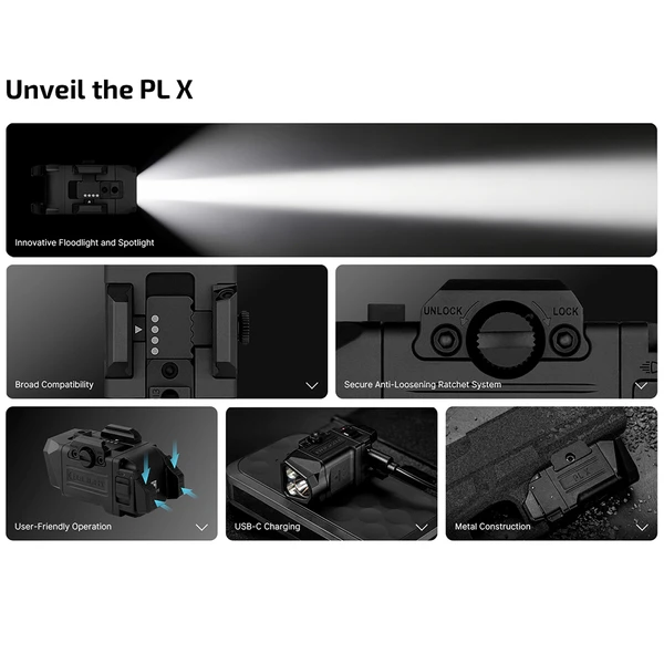 PL X Tactical Weapon Light 1200 Lumens Dual Beam Flood Spotlight