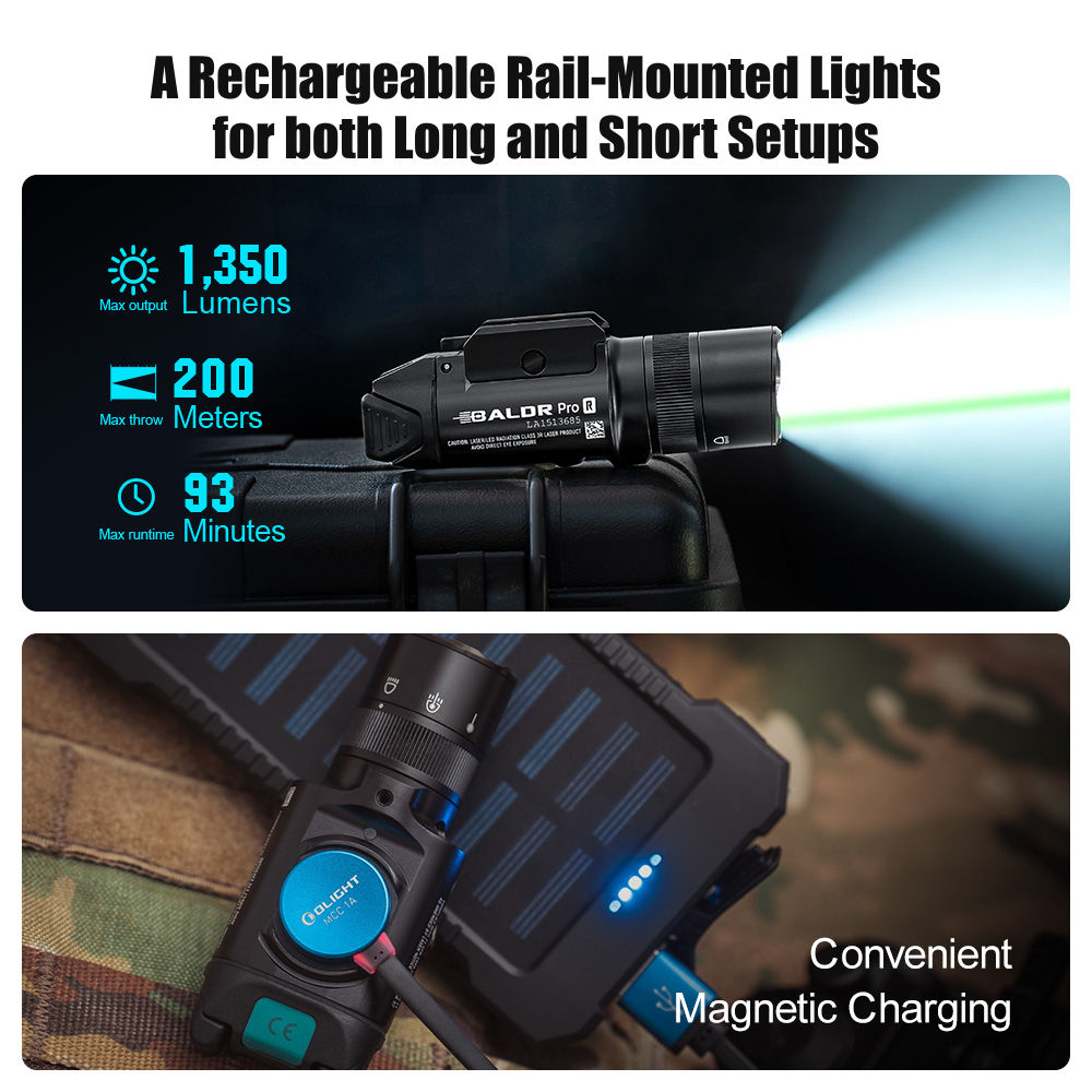 Baldr Pro R Tactical Light 1350LM Green Laser Weaponlight - Olight