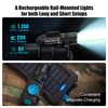 Olight Baldr Pro R rechargeable rail-mounted light with magnetic charging, 1350 lumens, and green laser beam.