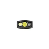 Compact black triple LED headlamp pod featuring a central yellow light and textured floodlight lenses on a white background