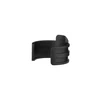 Black plastic holder clip, U-shaped with textured grip.