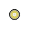Bright yellow-white LED flashlight head, top view