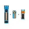 Olight Blue Seeker 4 Pro flashlight and Oclip Pro clip lights set, featuring orange accents and textured grips for versatile outdoor and EDC.