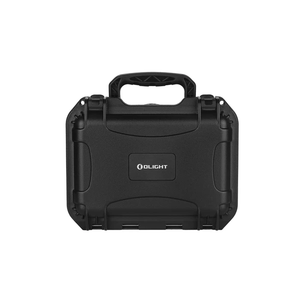 Olight black protective hard case with handle and latches, featuring the Olight logo on the front.