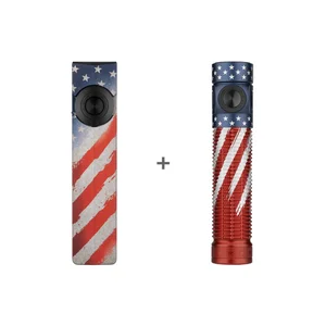 Olight USA Flag ArkPro Flat Flashlight and Textured Baton EDC Light Combo for Patriotic Outdoor Gear Enthusiasts