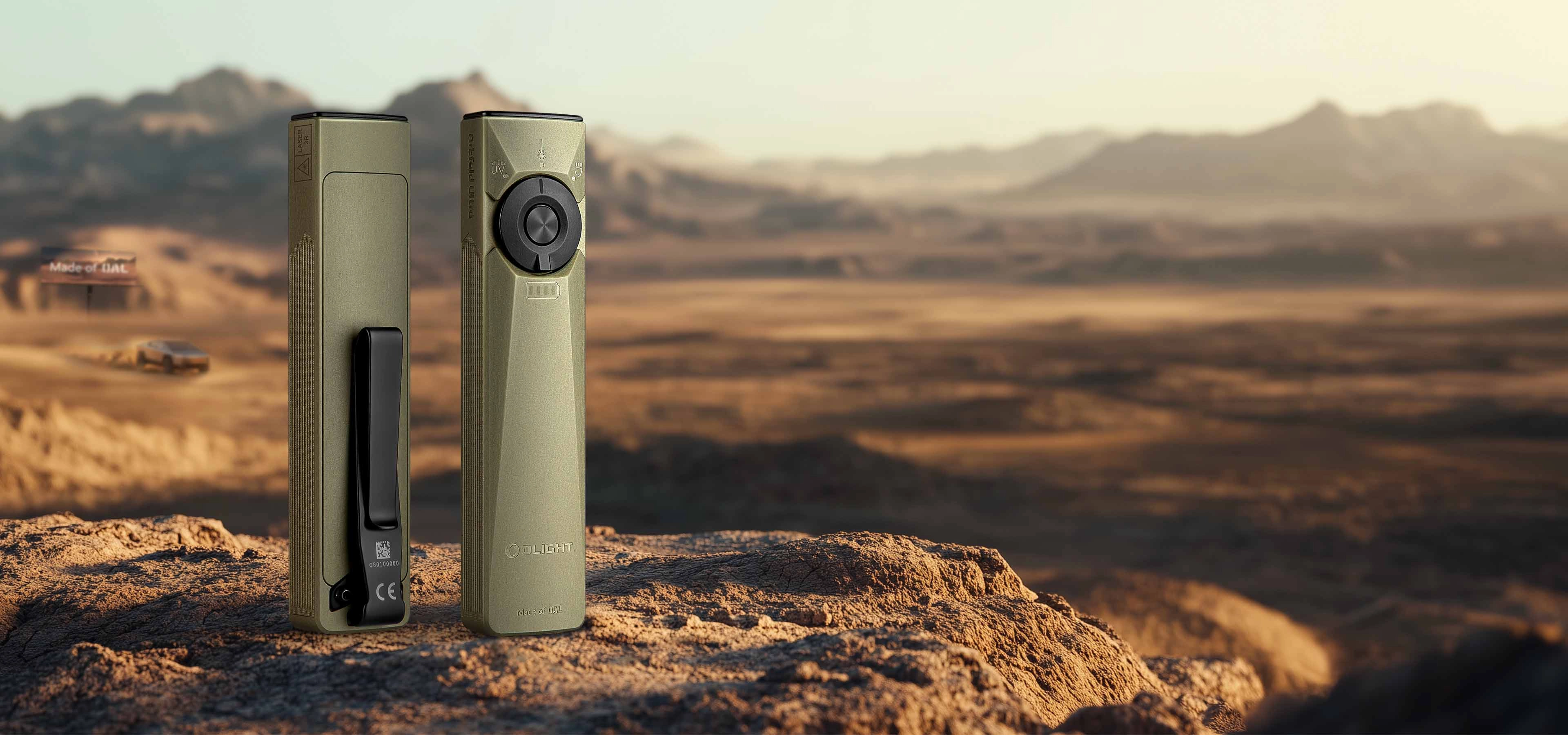 Arkfeld Ultra Flat Flashlight: O-Aluminum, Laser & UV - Olight