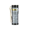 Olight silver Baton 4 Premium flashlight side view with gold pocket clip and textured body for EDC and outdoor use