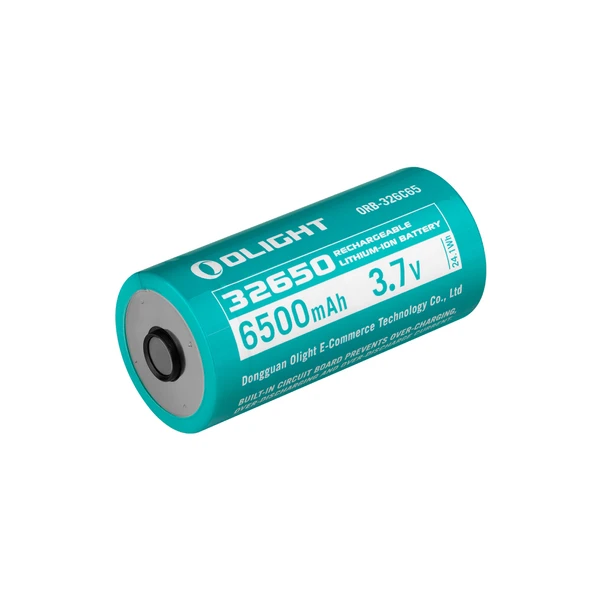 Olight ORB-326C65 32650 rechargeable lithium-ion battery, 6500mAh 3.7V, with built-in protection circuit.
