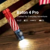 Olight Baton 4 Pro Flag Flashlight with 1600 Lumens and Dual Switches on Wooden Table for EDC Everyday Adventure