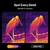 Infrared thermal images: sharp 384x288 vs blurry 256x192, showing a stork. High-resolution imaging.