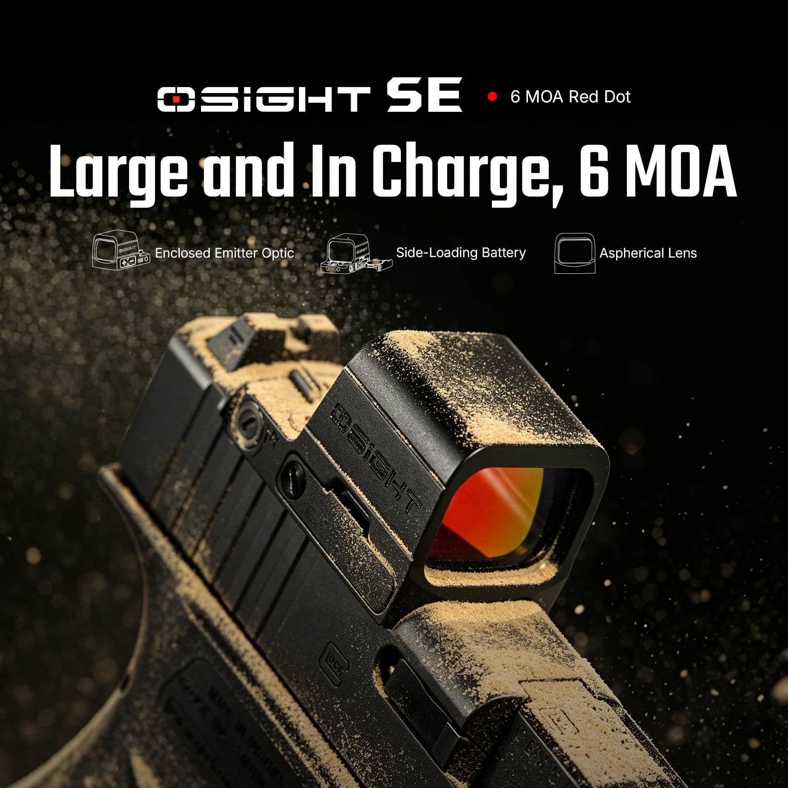 Osight SE Enclosed Emitter RMSc Red Dot Replaceable Battery Optic